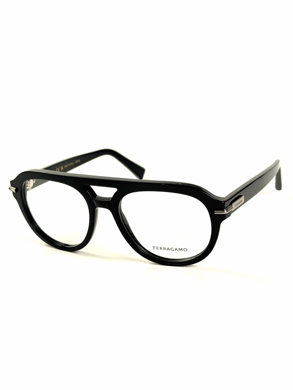 Ferragamo SF3016 001 Black and Silver Eyeglasses 54mm New Authentic